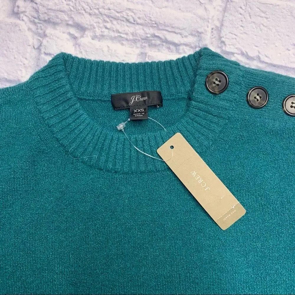 J.Crew Button-Detail Crewneck Sweater in Supersoft Yarn